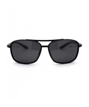 Polarized Mens Thin Plastic Rectangular Officer Racer Sunglasses - Matte Black - CW18YZL9XQW $11.46 Rectangular