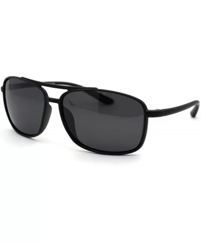 Polarized Mens Thin Plastic Rectangular Officer Racer Sunglasses - Matte Black - CW18YZL9XQW $11.46 Rectangular