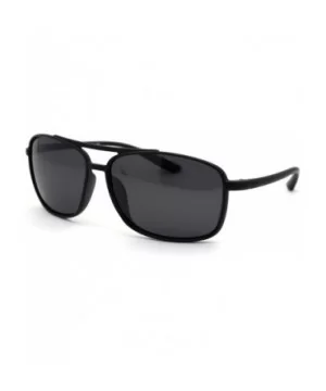 Polarized Mens Thin Plastic Rectangular Officer Racer Sunglasses - Matte Black - CW18YZL9XQW $11.46 Rectangular