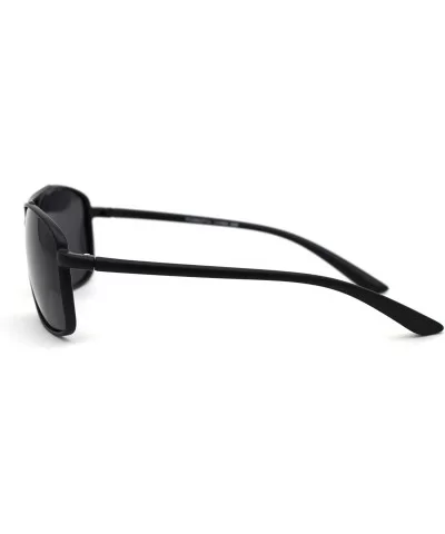 Polarized Mens Thin Plastic Rectangular Officer Racer Sunglasses - Matte Black - CW18YZL9XQW $11.46 Rectangular