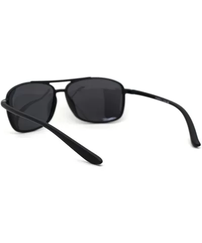 Polarized Mens Thin Plastic Rectangular Officer Racer Sunglasses - Matte Black - CW18YZL9XQW $11.46 Rectangular