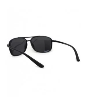 Polarized Mens Thin Plastic Rectangular Officer Racer Sunglasses - Matte Black - CW18YZL9XQW $11.46 Rectangular