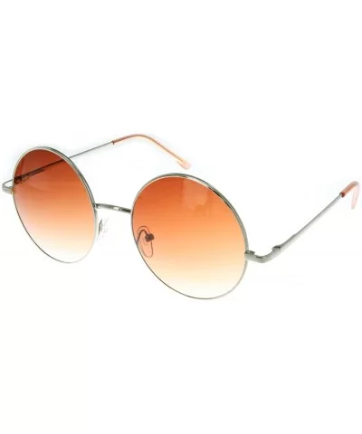 Evelyn" Women's Designer Retro Round Sunglasses with Spring Hinge - Chrome W/ Mango Lens - C712F84W5CZ $9.06 Shield