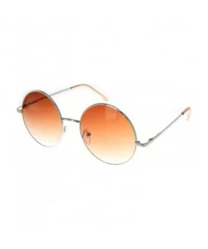 Evelyn" Women's Designer Retro Round Sunglasses with Spring Hinge - Chrome W/ Mango Lens - C712F84W5CZ $9.06 Shield