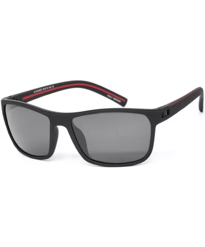 Mens TR90 Polarized UV 400 Protection Sport Rectangle Square Sunglasses for Men - Black/Red Line - C518WK2OREE $15.26 Rectang...