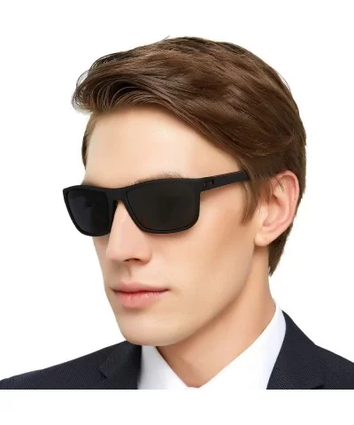 Mens TR90 Polarized UV 400 Protection Sport Rectangle Square Sunglasses for Men - Black/Red Line - C518WK2OREE $15.26 Rectang...