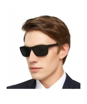 Mens TR90 Polarized UV 400 Protection Sport Rectangle Square Sunglasses for Men - Black/Red Line - C518WK2OREE $15.26 Rectang...