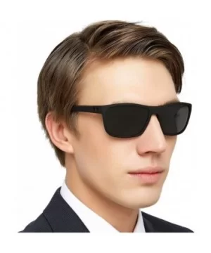 Mens TR90 Polarized UV 400 Protection Sport Rectangle Square Sunglasses for Men - Black/Red Line - C518WK2OREE $15.26 Rectang...