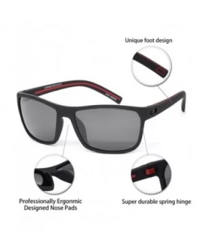 Mens TR90 Polarized UV 400 Protection Sport Rectangle Square Sunglasses for Men - Black/Red Line - C518WK2OREE $15.26 Rectang...