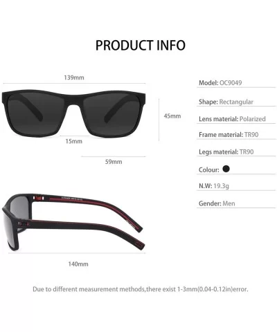 Mens TR90 Polarized UV 400 Protection Sport Rectangle Square Sunglasses for Men - Black/Red Line - C518WK2OREE $15.26 Rectang...