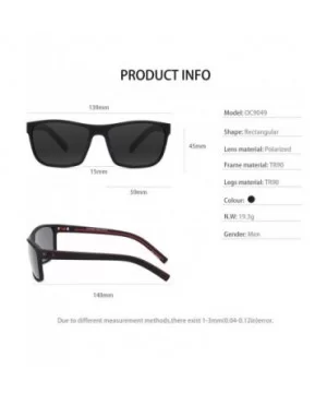 Mens TR90 Polarized UV 400 Protection Sport Rectangle Square Sunglasses for Men - Black/Red Line - C518WK2OREE $15.26 Rectang...