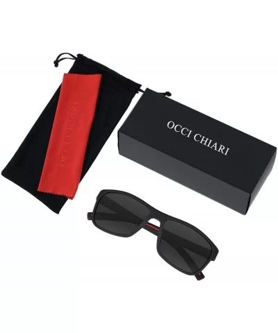 Mens TR90 Polarized UV 400 Protection Sport Rectangle Square Sunglasses for Men - Black/Red Line - C518WK2OREE $15.26 Rectang...