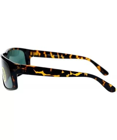 Mens Tempered Glass Lens Warp Around Sport Plastic Sunglasses - Tortoise - C518EN95OXA $7.52 Sport