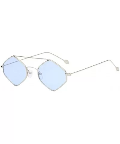 Women's Fashion Cat Eye Shade Sunglasses Women Sunglasses Integrated Stripe Vintage Glasses - Blue - CO18UIXWZTH $6.31 Cat Eye