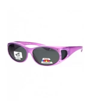 Polarized Womens Rhinestone Pearl Oval Round 60mm OTG Fit Over Sunglasses - Lavender - CD185G9Q5XZ $10.52 Oval