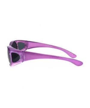 Polarized Womens Rhinestone Pearl Oval Round 60mm OTG Fit Over Sunglasses - Lavender - CD185G9Q5XZ $10.52 Oval