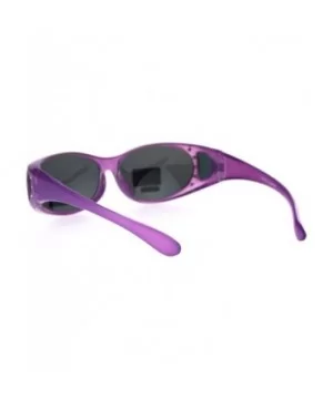 Polarized Womens Rhinestone Pearl Oval Round 60mm OTG Fit Over Sunglasses - Lavender - CD185G9Q5XZ $10.52 Oval