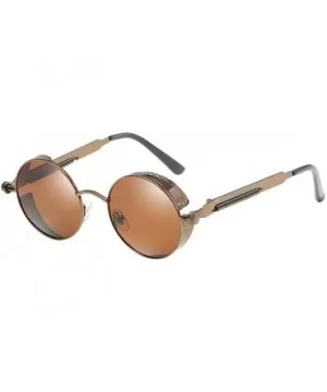 Unisex Sunglasses Polarized Round Metal Shades Steampunk UV400 Eyewear - Brown Frame/Brown Lens - CN18OW0XDLO $16.91 Goggle