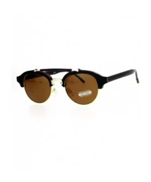 Retro Vintage Double Bridge Hipster Half Rim Sunglasses - Black Brown - C212ITP8FBZ $8.93 Round