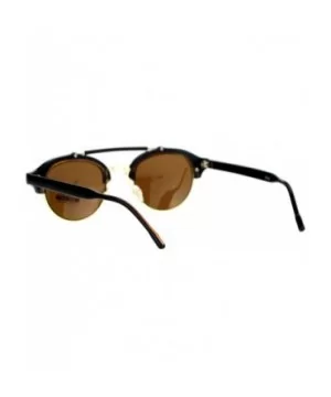 Retro Vintage Double Bridge Hipster Half Rim Sunglasses - Black Brown - C212ITP8FBZ $8.93 Round