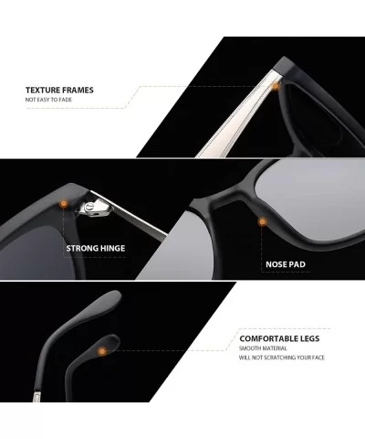 Sunglasses Polarized Mirror Lenses Vintage Square UV Protection for Women TR2530 - Silver - CQ18OQ0ROR6 $7.01 Oversized