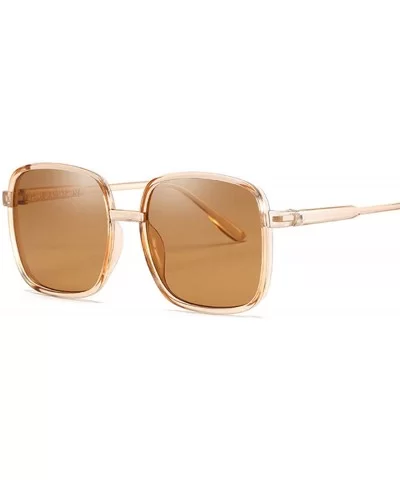 Fashion Vintage Square Women Sunglasses Brand Design Retro Candy Pink Sunglass Female UV400 - Brown - CP18WD608NC $14.32 Square