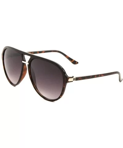 Flat Top & Lens Straight Bridge Thin Temple Modern Rounded Aviator Sunglasses - Smoke Demi - CT190ERQ7G2 $8.51 Aviator