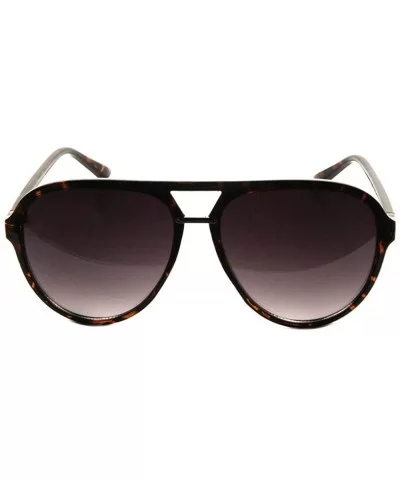 Flat Top & Lens Straight Bridge Thin Temple Modern Rounded Aviator Sunglasses - Smoke Demi - CT190ERQ7G2 $8.51 Aviator