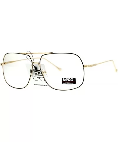 Clear Lens Eyeglasses Oversized Square Metal Vintage Driver Fashion - Black Gold - C5186GEY0LX $6.60 Oversized