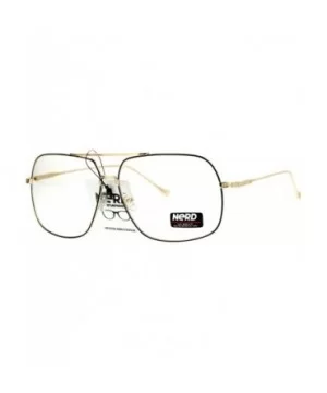 Clear Lens Eyeglasses Oversized Square Metal Vintage Driver Fashion - Black Gold - C5186GEY0LX $6.60 Oversized