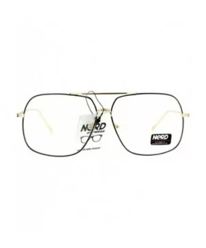 Clear Lens Eyeglasses Oversized Square Metal Vintage Driver Fashion - Black Gold - C5186GEY0LX $6.60 Oversized