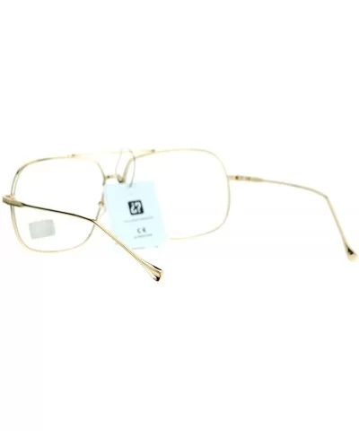 Clear Lens Eyeglasses Oversized Square Metal Vintage Driver Fashion - Black Gold - C5186GEY0LX $6.60 Oversized