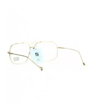 Clear Lens Eyeglasses Oversized Square Metal Vintage Driver Fashion - Black Gold - C5186GEY0LX $6.60 Oversized