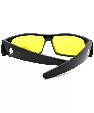 Mens Sunglasses Sporty Biker Rectangular Wrap Fashion Shades - Black - C211CAGZPVH $7.81 Wrap