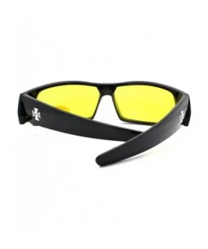 Mens Sunglasses Sporty Biker Rectangular Wrap Fashion Shades - Black - C211CAGZPVH $7.81 Wrap