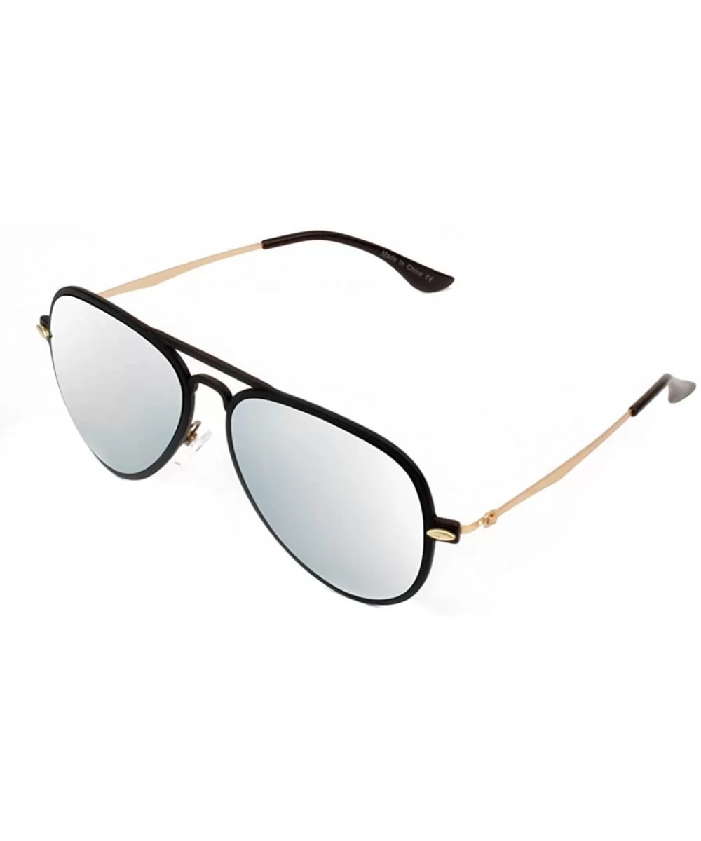 Classic Mirrored Aviator Sunglasses Gold Frame Eye Glasses Beach Travel - Silver - CI183QD65GD $11.72 Aviator