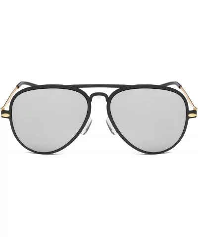 Classic Mirrored Aviator Sunglasses Gold Frame Eye Glasses Beach Travel - Silver - CI183QD65GD $11.72 Aviator