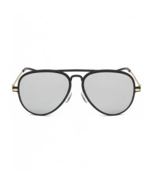 Classic Mirrored Aviator Sunglasses Gold Frame Eye Glasses Beach Travel - Silver - CI183QD65GD $11.72 Aviator