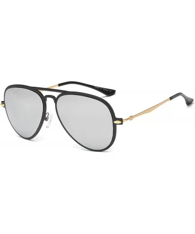 Classic Mirrored Aviator Sunglasses Gold Frame Eye Glasses Beach Travel - Silver - CI183QD65GD $11.72 Aviator