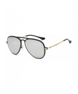 Classic Mirrored Aviator Sunglasses Gold Frame Eye Glasses Beach Travel - Silver - CI183QD65GD $11.72 Aviator