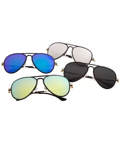 Classic Mirrored Aviator Sunglasses Gold Frame Eye Glasses Beach Travel - Silver - CI183QD65GD $11.72 Aviator