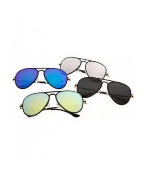 Classic Mirrored Aviator Sunglasses Gold Frame Eye Glasses Beach Travel - Silver - CI183QD65GD $11.72 Aviator