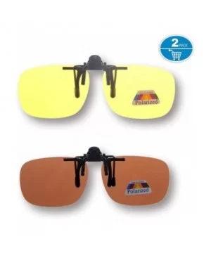 Clip On Sunglasses Polarized Driving Glasses-Retro Night Vision Outdoor - Yellow+brown - CL184XAQDUG $5.72 Oval