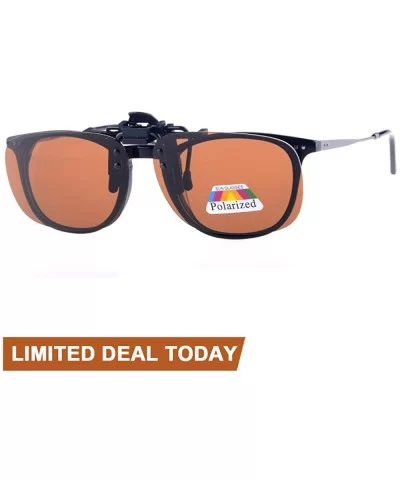 Clip On Sunglasses Polarized Driving Glasses-Retro Night Vision Outdoor - Yellow+brown - CL184XAQDUG $5.72 Oval