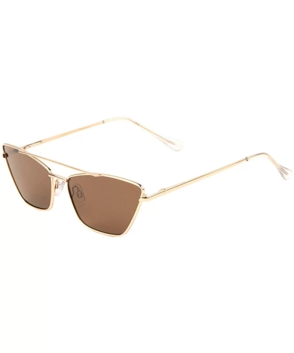 Thin Frame Long Curve Top Bar Geometric Cat Eye Sunglasses - Brown - CW197YN97C0 $12.98 Cat Eye