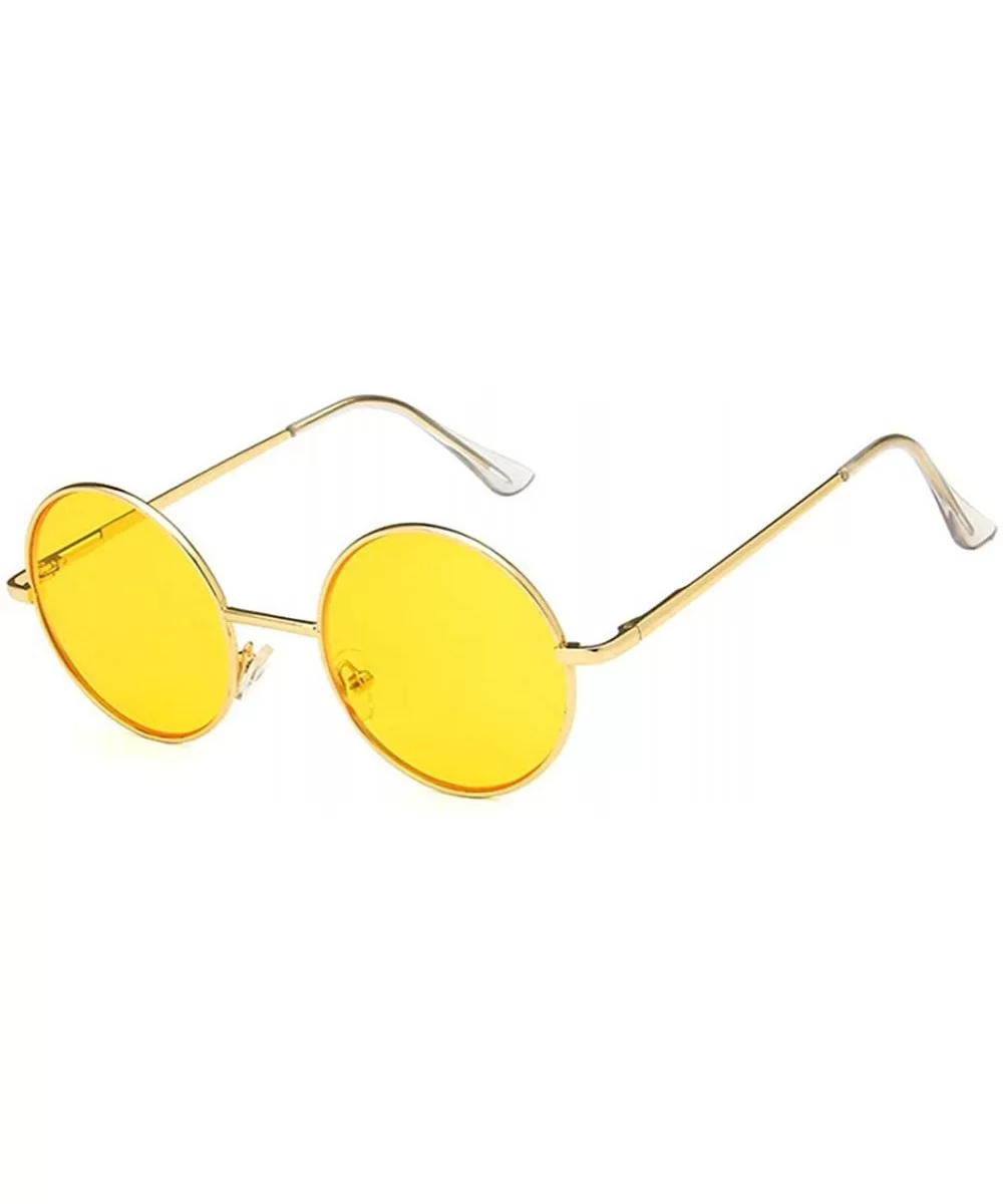 Unisex Sunglasses Retro Silver Grey Yellow Drive Holiday Round Non-Polarized UV400 - Gold Yellow - CF18RLG5OLY $7.12 Round