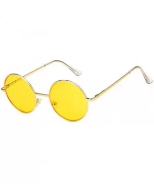 Unisex Sunglasses Retro Silver Grey Yellow Drive Holiday Round Non-Polarized UV400 - Gold Yellow - CF18RLG5OLY $7.12 Round