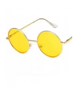 Unisex Sunglasses Retro Silver Grey Yellow Drive Holiday Round Non-Polarized UV400 - Gold Yellow - CF18RLG5OLY $7.12 Round