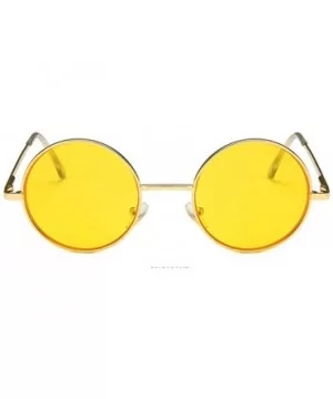 Unisex Sunglasses Retro Silver Grey Yellow Drive Holiday Round Non-Polarized UV400 - Gold Yellow - CF18RLG5OLY $7.12 Round