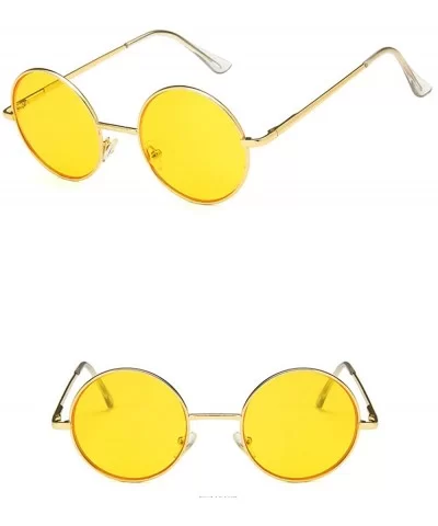 Unisex Sunglasses Retro Silver Grey Yellow Drive Holiday Round Non-Polarized UV400 - Gold Yellow - CF18RLG5OLY $7.12 Round